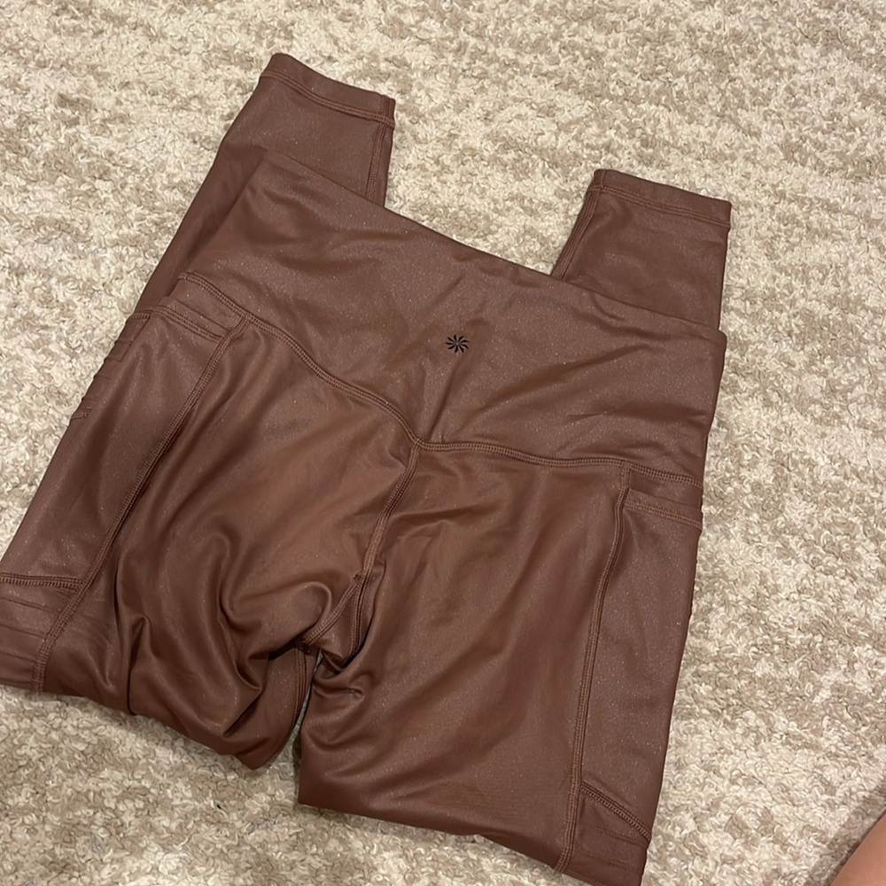 Athleta INCLINATION SHIMMER MOTO TIGHT in DUSTY ROSE, SIZE S - Picture 7 of 10